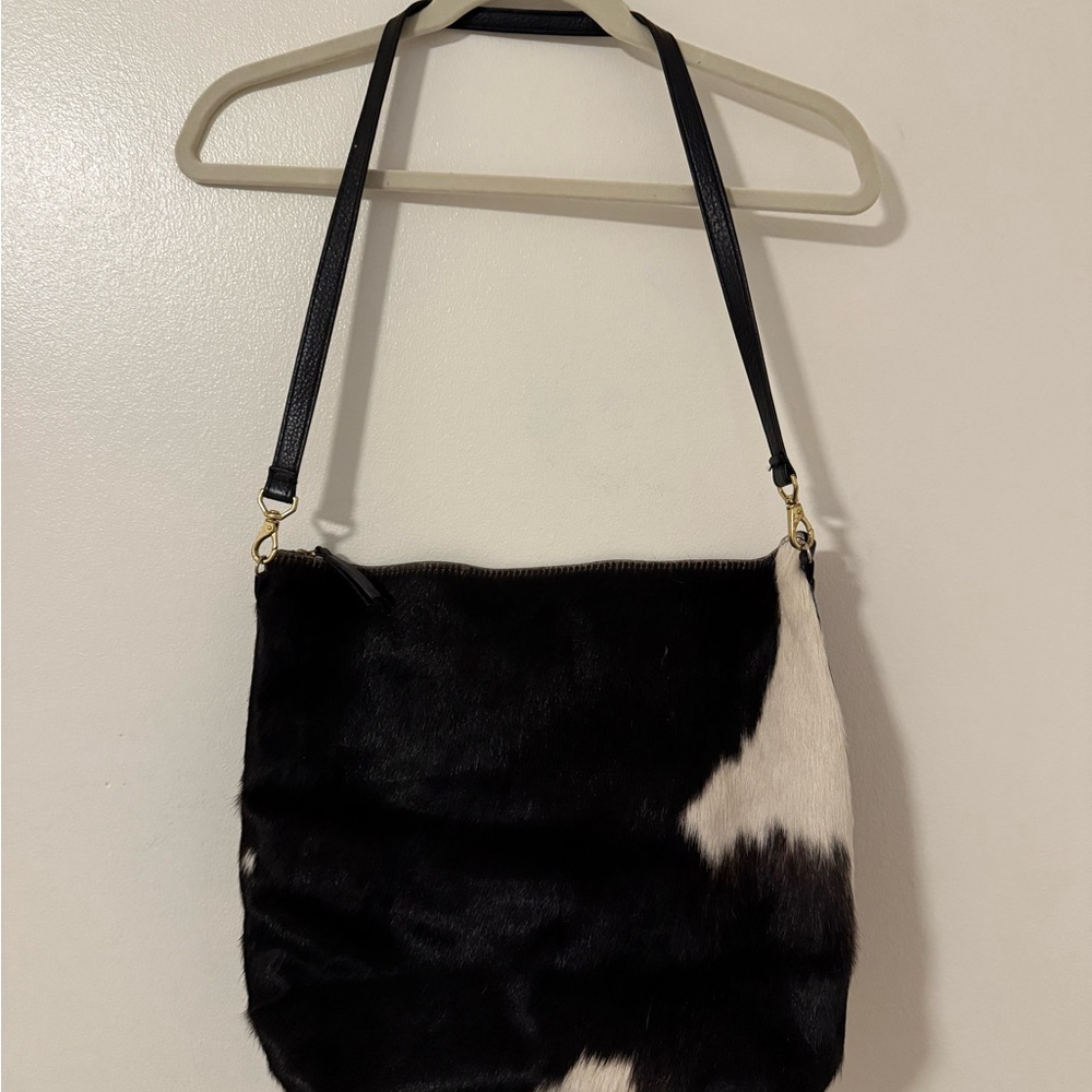 BLACK + WHITE COWHIDE HOBO